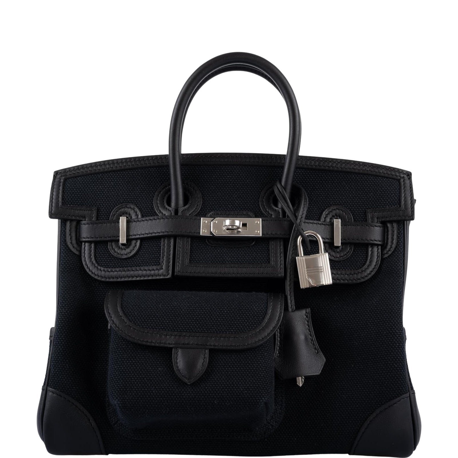 Hermes Hermès Birkin 25 Cargo Black Toile Goeland & Swift Leather Palladium Hardware