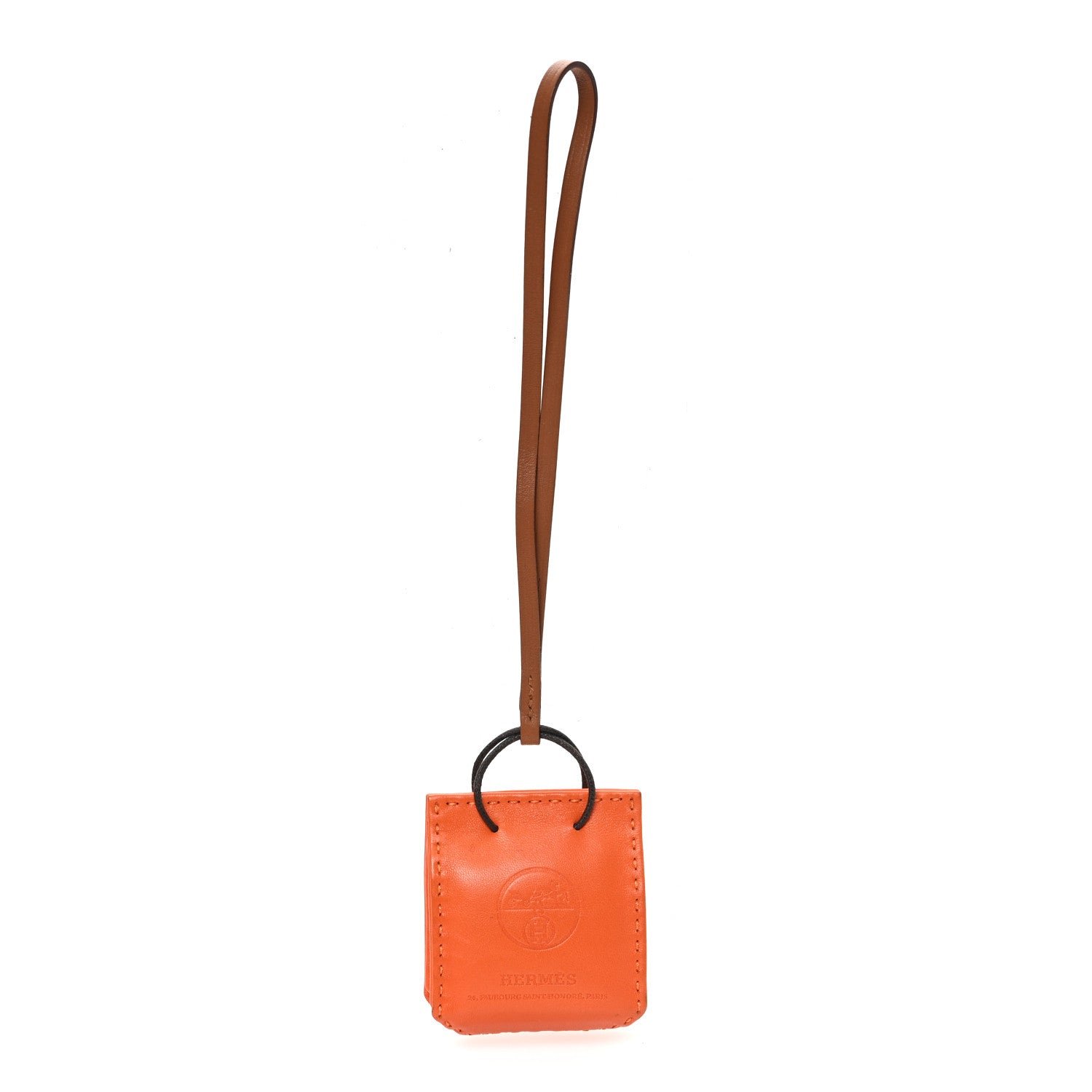 Hermes Milo Lambskin Swift Shopping Bag Charm Feu Gold