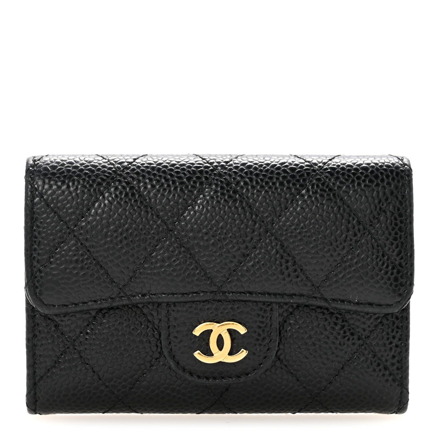 Chanel Caviar Quilted Flap Card Holder Black