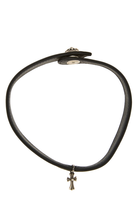 Chrome Hearts Leather & Sterling Silver Cross Ball Choker