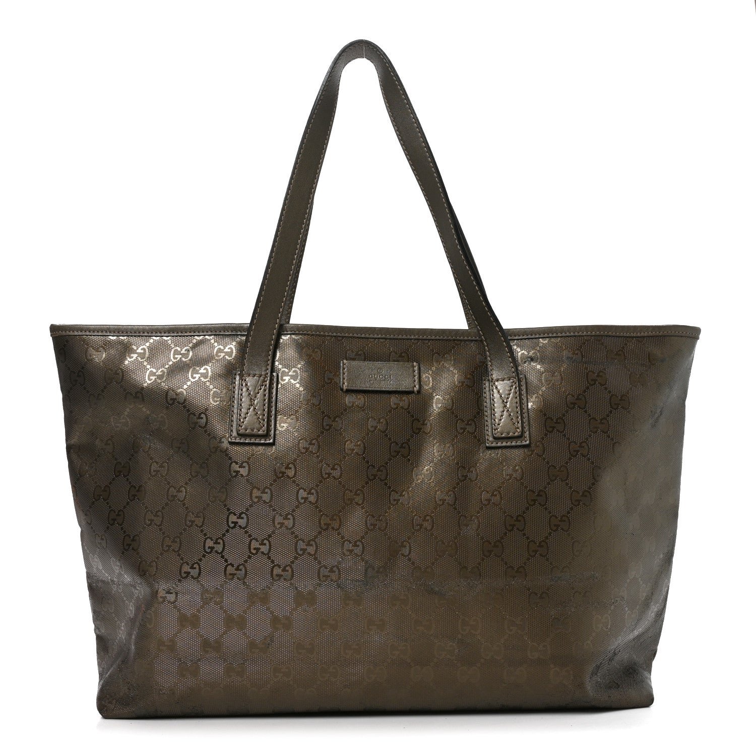 Gucci Imprime Monogram Medium Zippered Shopping Tote Pewter