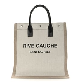 Saint Laurent Linen Calfskin Rive Gauche North South Tote Optic White