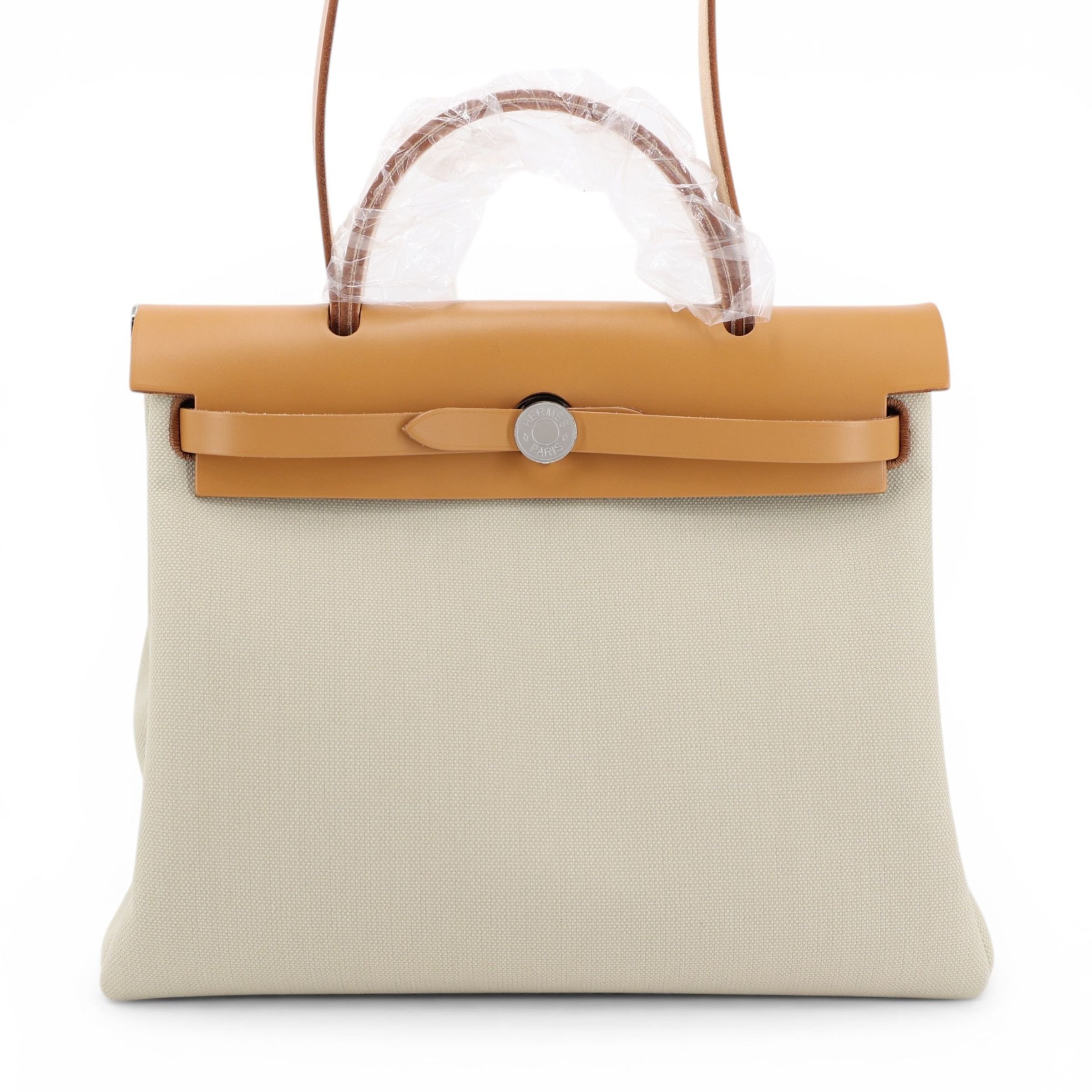 Unused ( Rank NS ) HERMÈS Herbag Zip 31 PM Natural Sable (21) Vache Hunter Toile H canvas Palladium hardware U (2022)