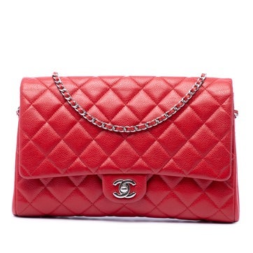 CC Quilted Caviar Calfskin Flap Clutch on Chain
