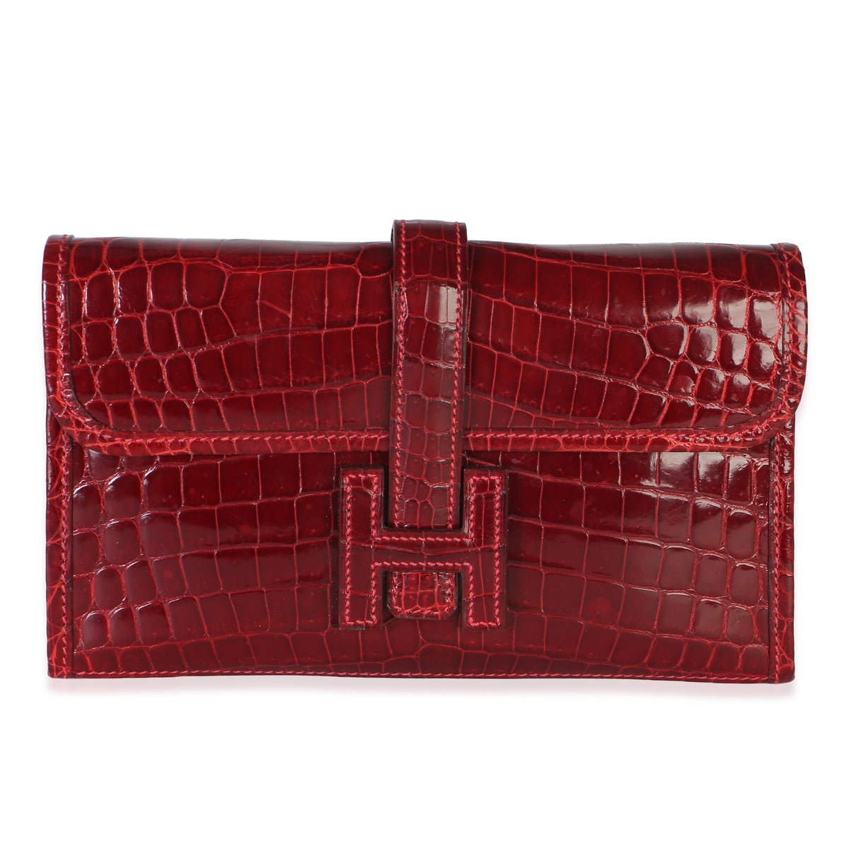 Rouge H Shiny Crocodile Niloticus Mini Jige Clutch