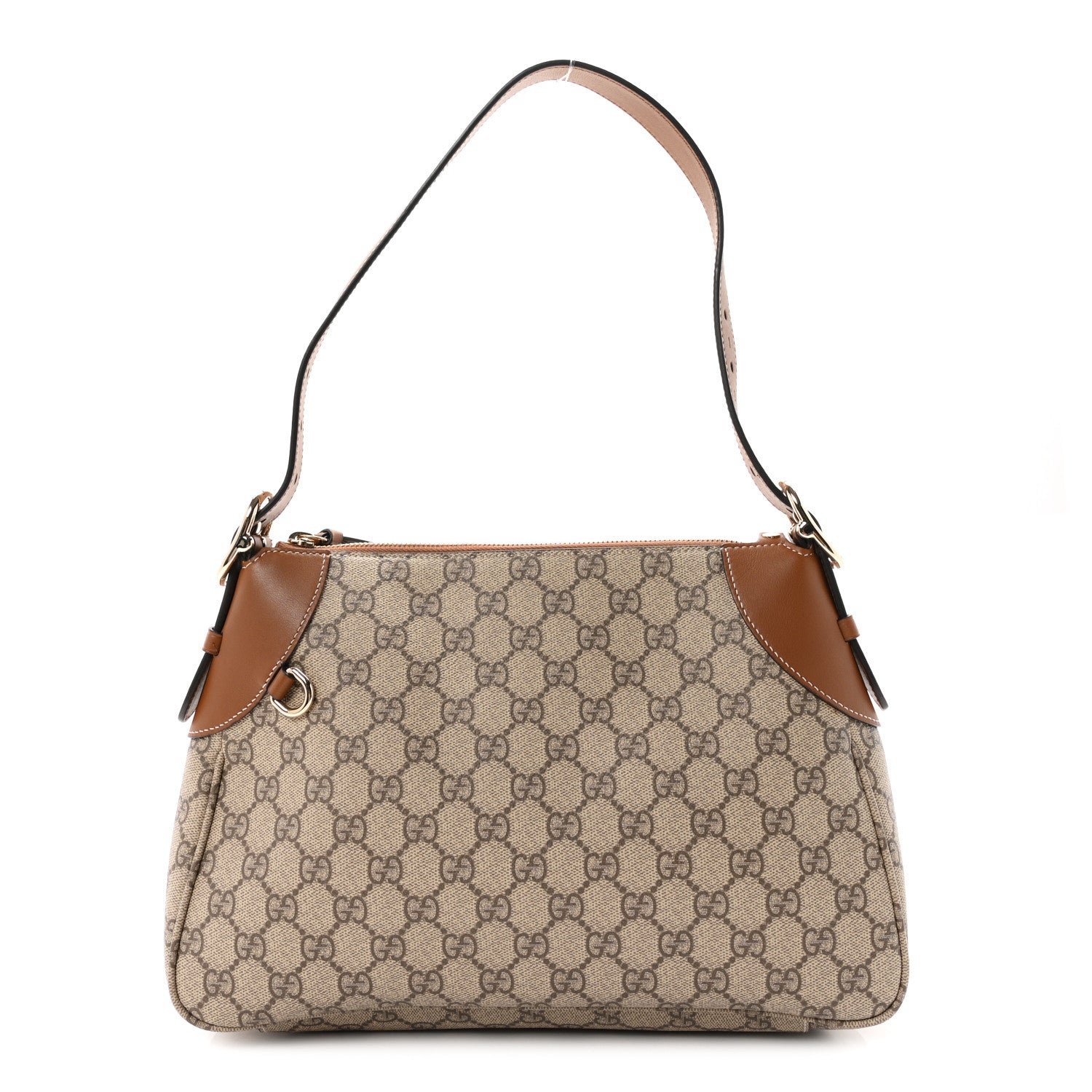 Gucci GG Supreme Monogram Emblem Medium Shoulder Bag Beige Ebony Sundial
