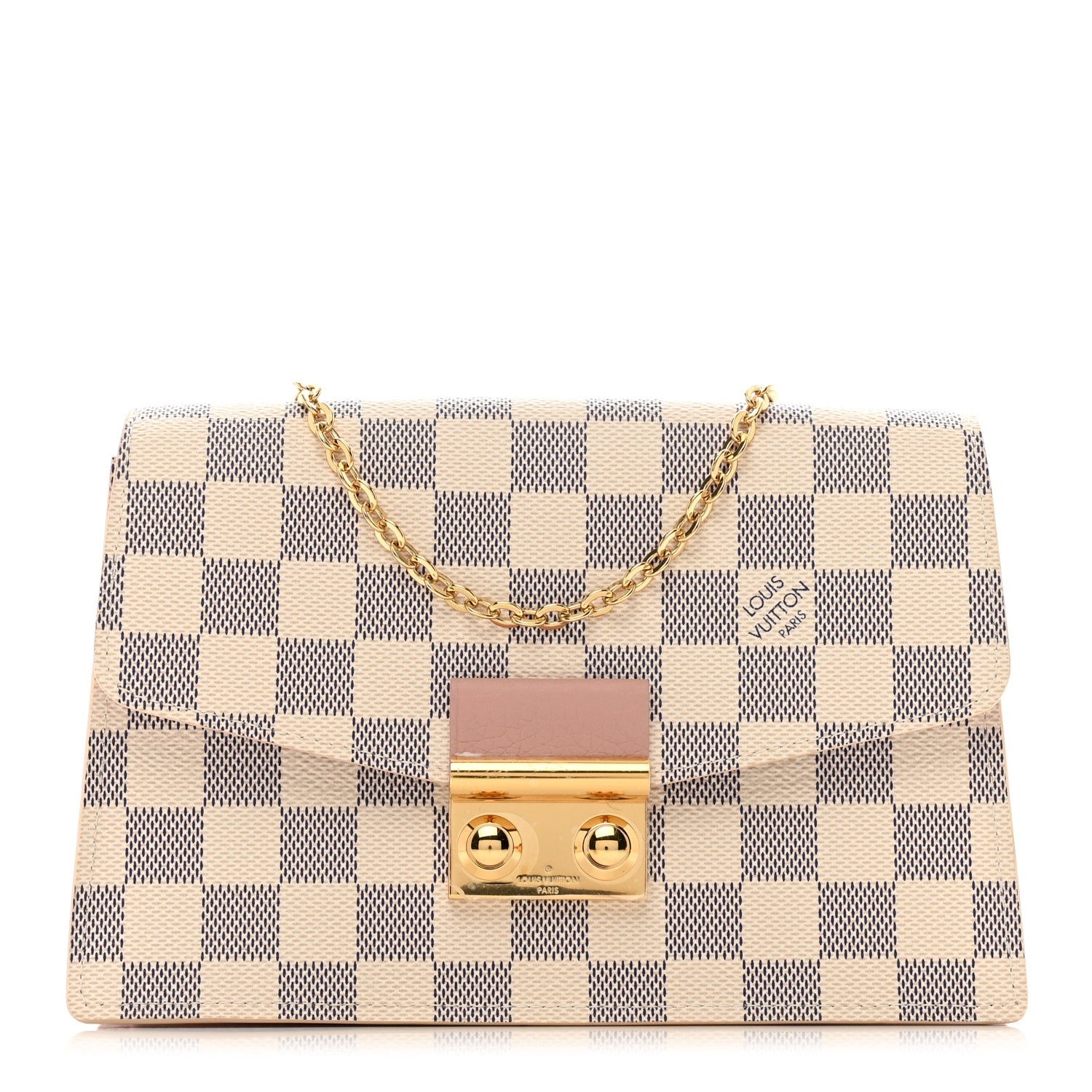 Louis Vuitton Damier Azur Croisette Chain Wallet Rose Ballerine