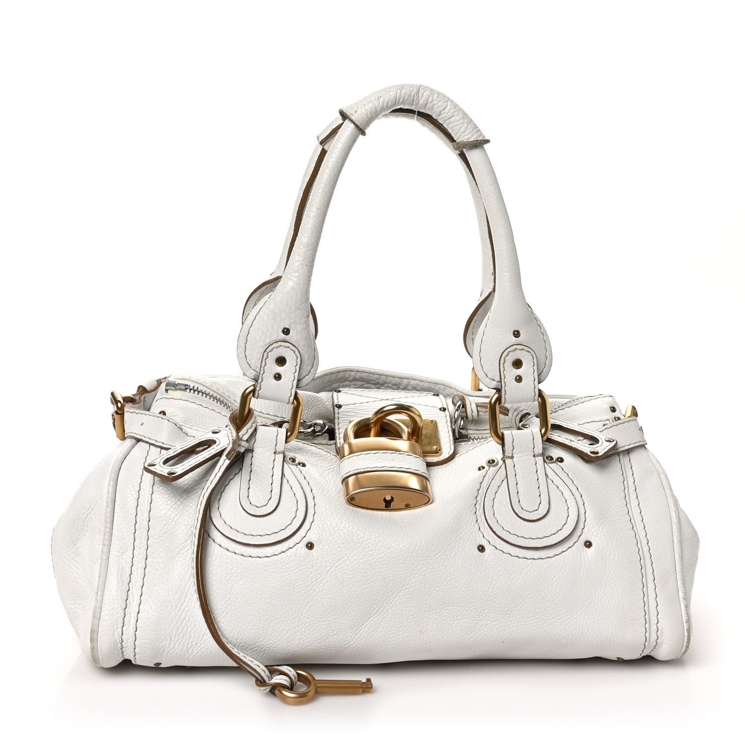 Chloe Calfskin Medium Paddington Satchel White