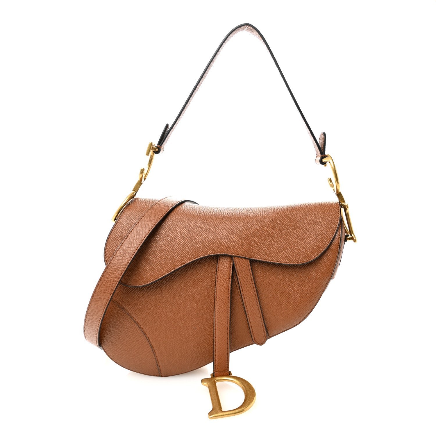 Dior Grained Calfskin Saddle Bag With Strap Camello