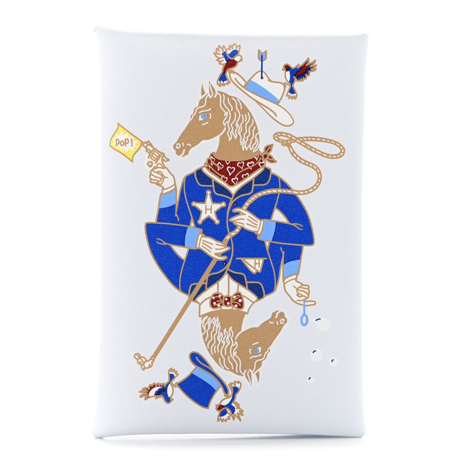 Hermes Swift Printed Cowboy Calvi Card Case Bleu Brume