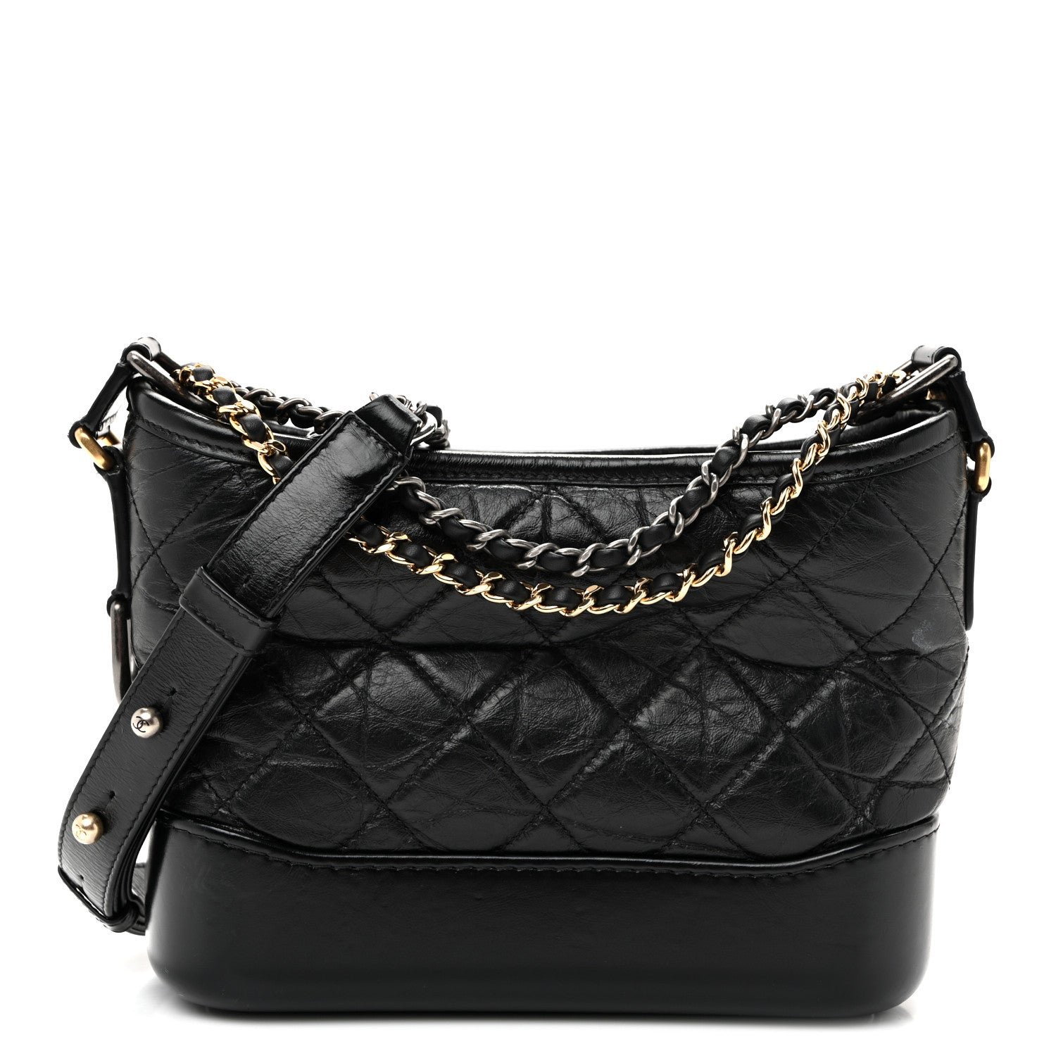 Chanel Aged Calfskin Quilted Small Gabrielle Hobo  Black
