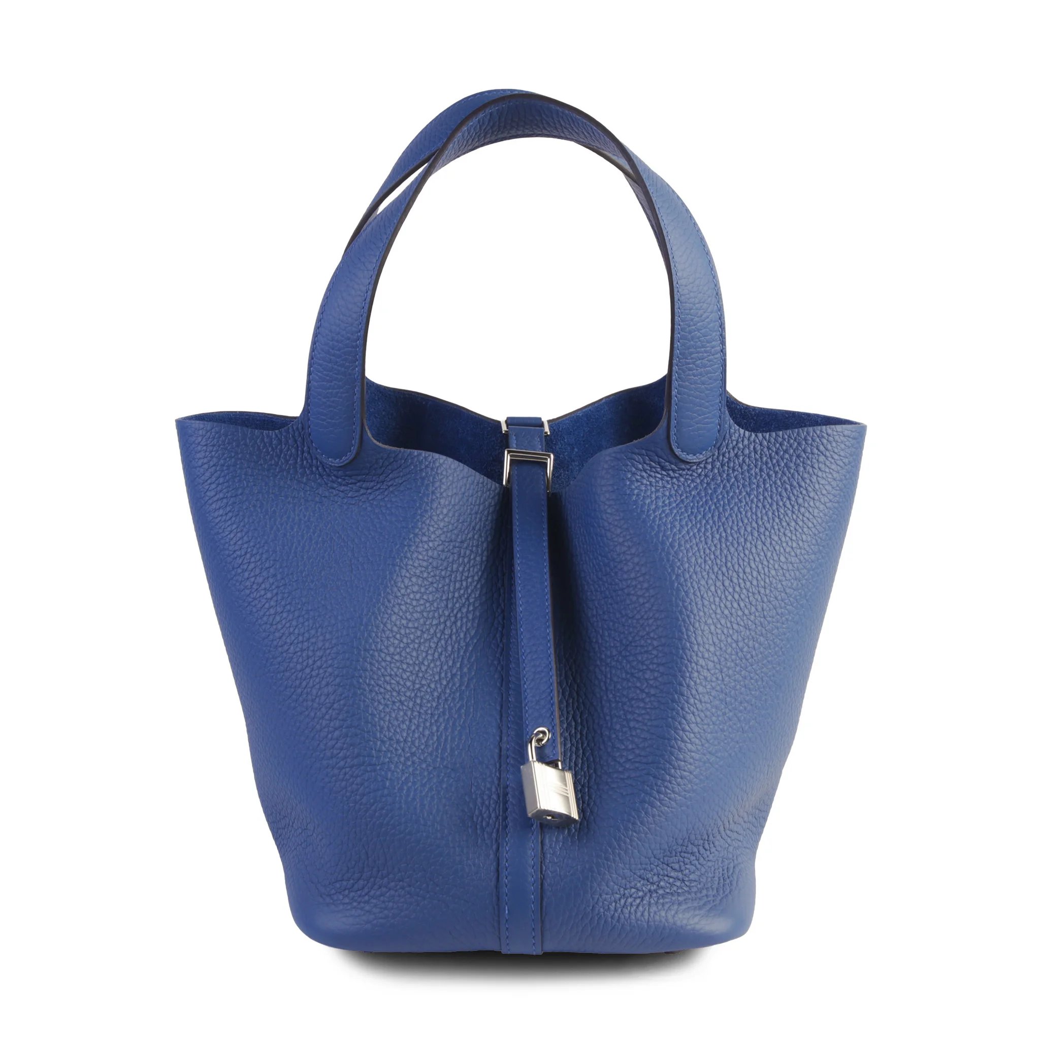 Unused ( Rank NS ) HERMÈS Picotin Lock MM Bleu Tie (P5) Clemence Palladium hardware W (2024)