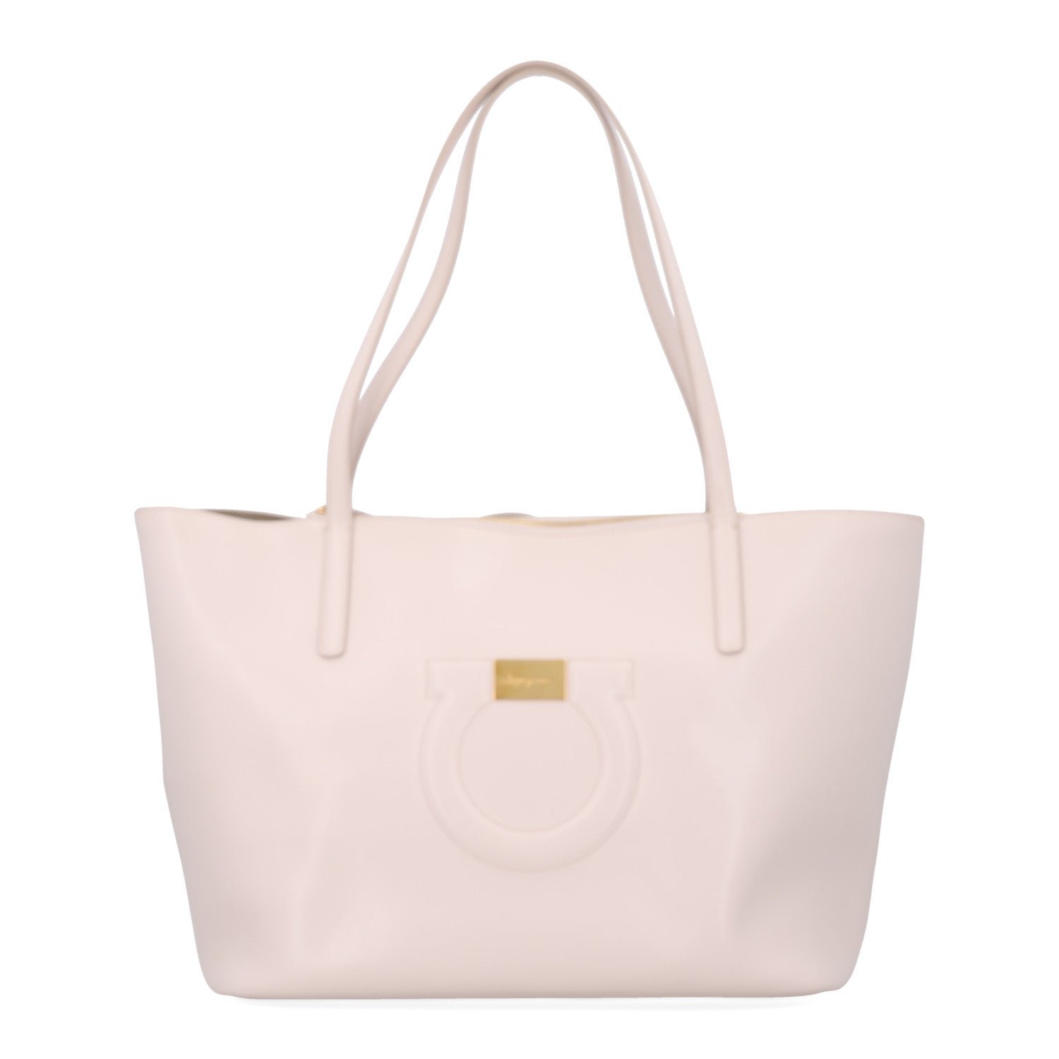 Salvatore Ferragamo Calfskin Gancio City Tote Bone