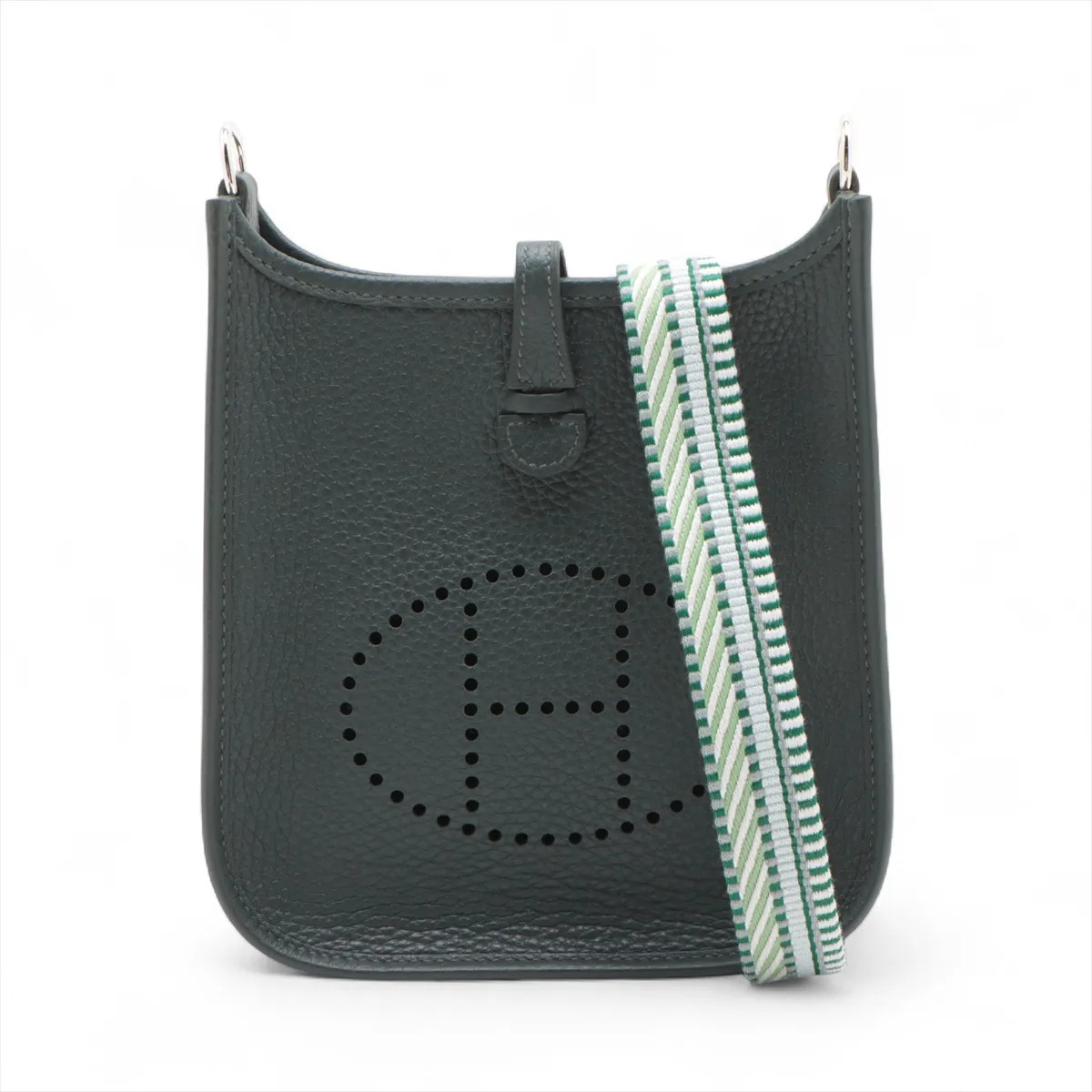 Hermès evelyn 16 TPM Amazon Sangle Kaval Taurillon Clemence Veal Mangrove Silver