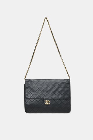 Vintage Quilted Leather Envelope Flap Bag