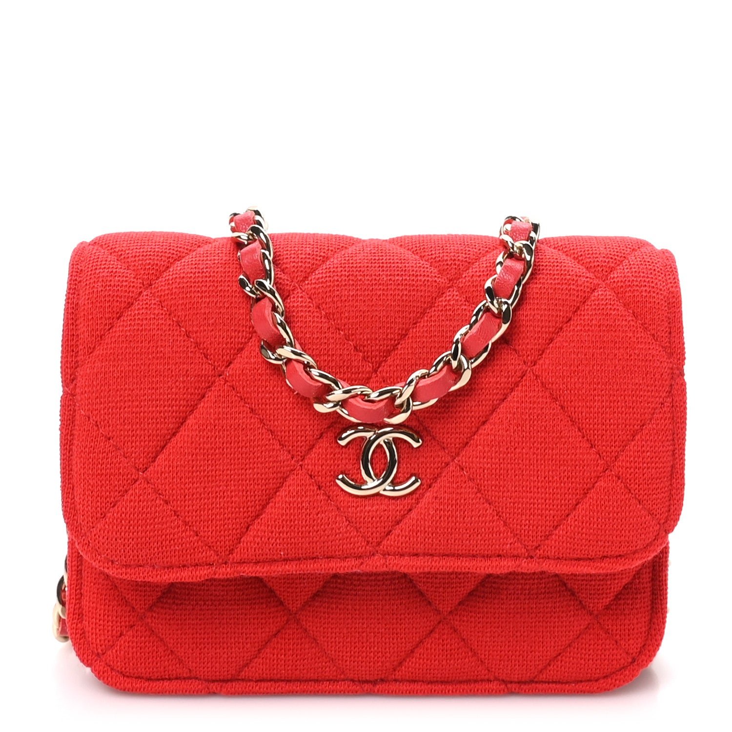 Chanel Jersey Quilted Micro Mini Flap Red