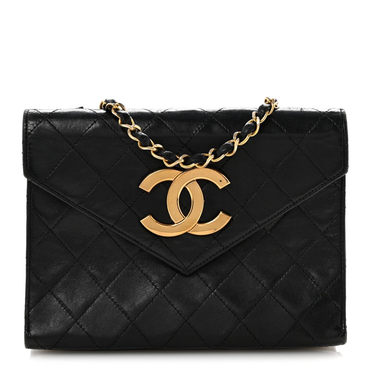 Chanel Lambskin Quilted Envelope Flap Black