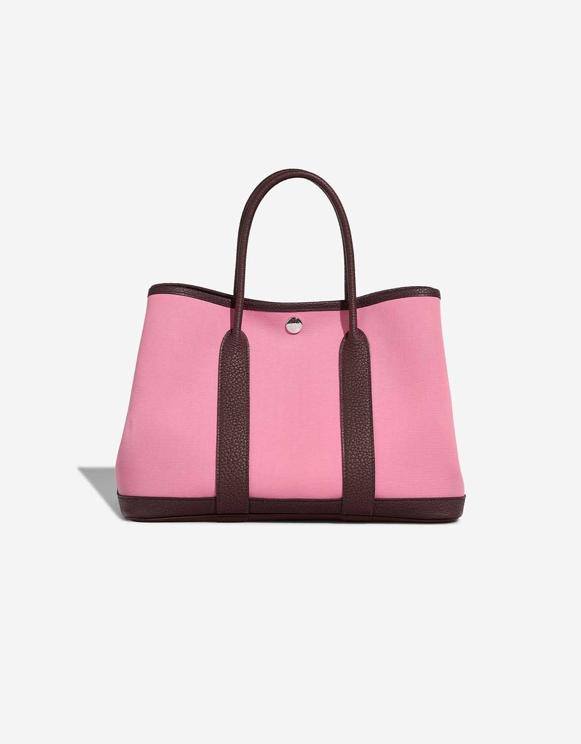 Hermes 
		Garden Party 30 Taurillon Clémence / Toile Pink / Rouge Duchesse    