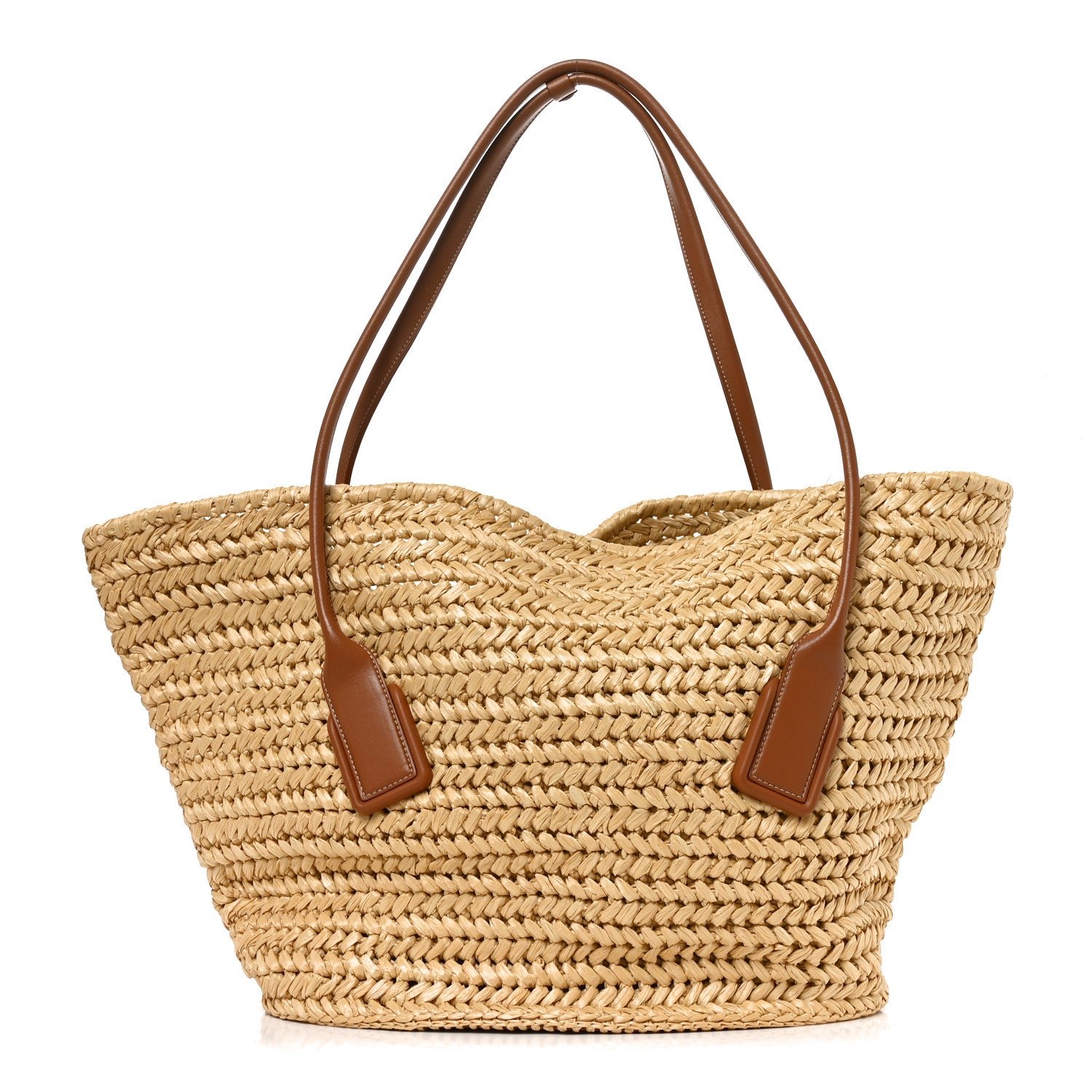 Bottega Veneta Raffia Calfskin Medium Arco Natural Wood