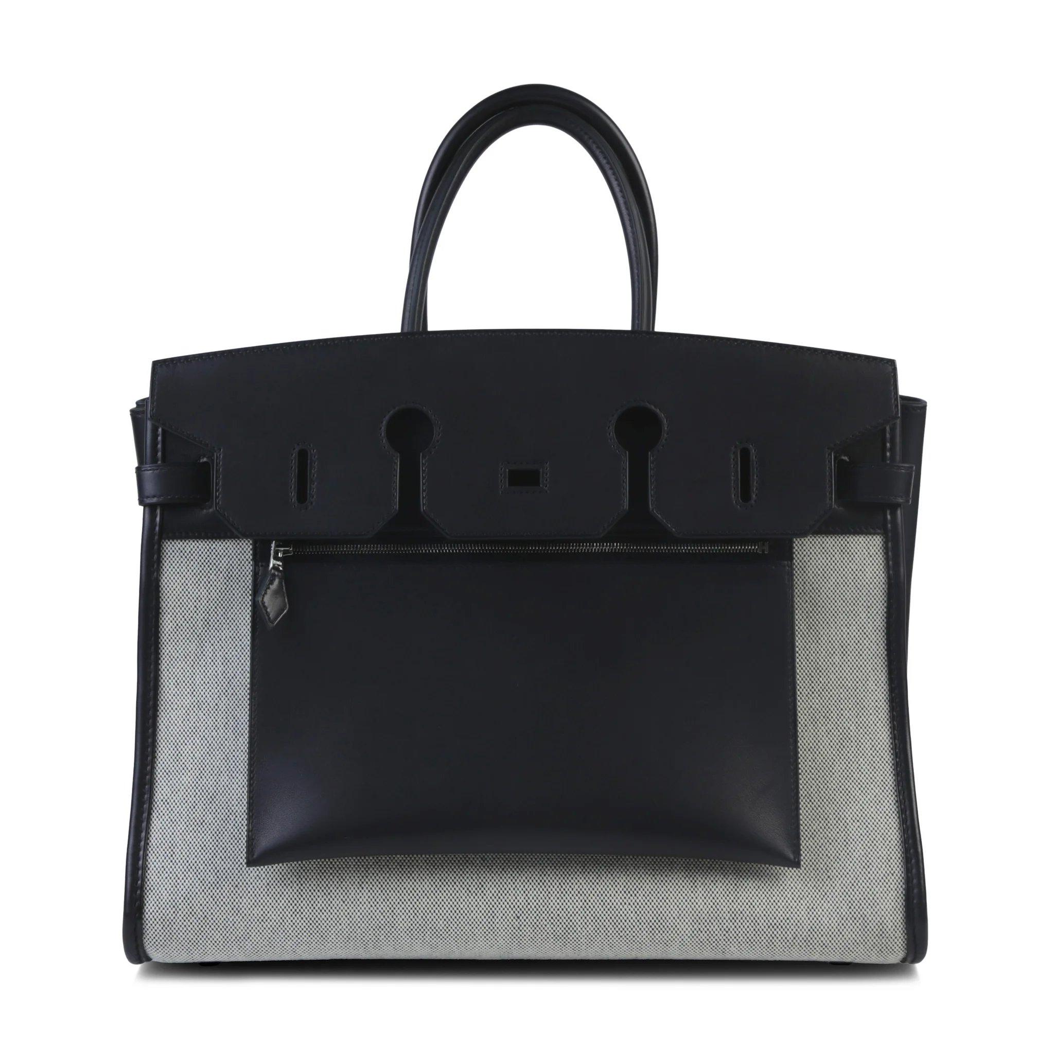 Hermes Brand New ( Rank N ) HERMÈS Birkin 35  A L'Envers Ecru Noir (89) Toile H canvas Volupto calfskin Palladium hardware G (2026)