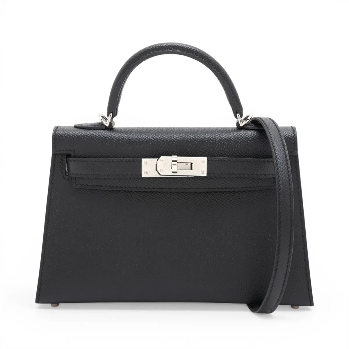 Hermès mini kelly 2 20 Serie Veau Epsom Black Silver Metal Fittings
