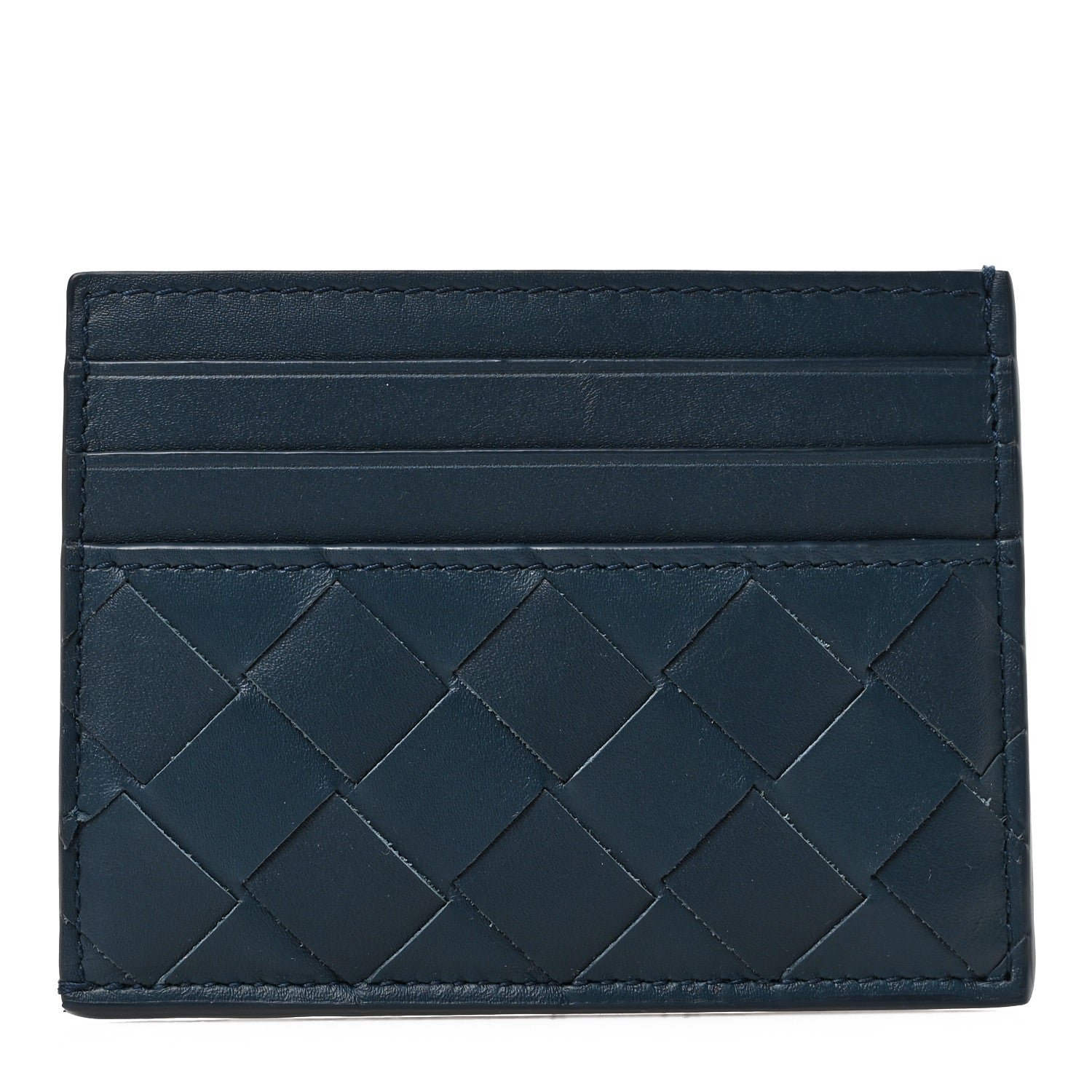 Bottega Veneta Nappa Intrecciato Card Holder Deep Blue