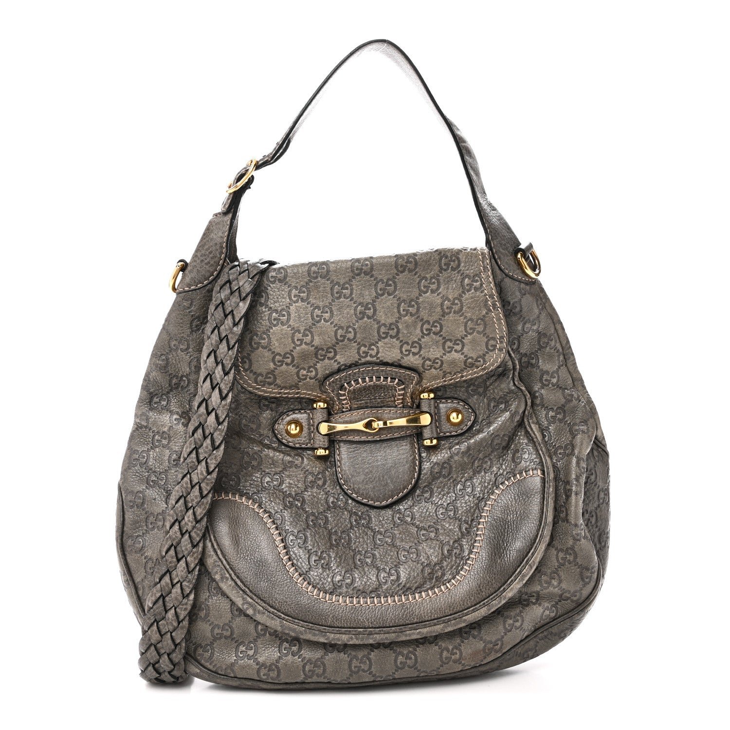 Gucci Guccissima Large New Pelham Satchel Grey