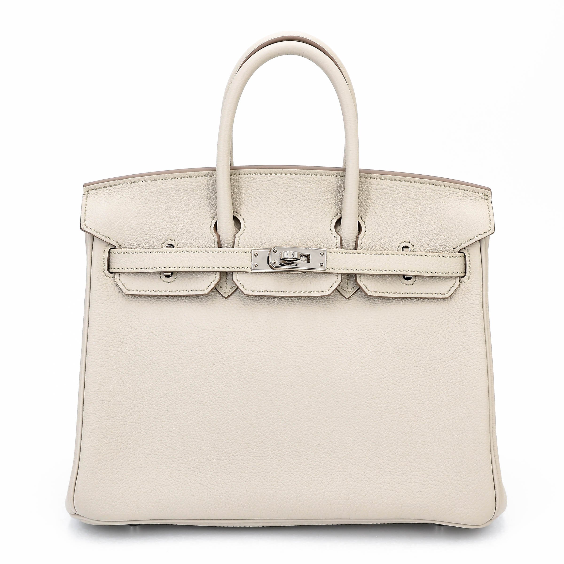 Hermes Excellent ( Rank SA ) HERMÈS Birkin 25 Beton (8L) Togo Palladium hardware U (2022)