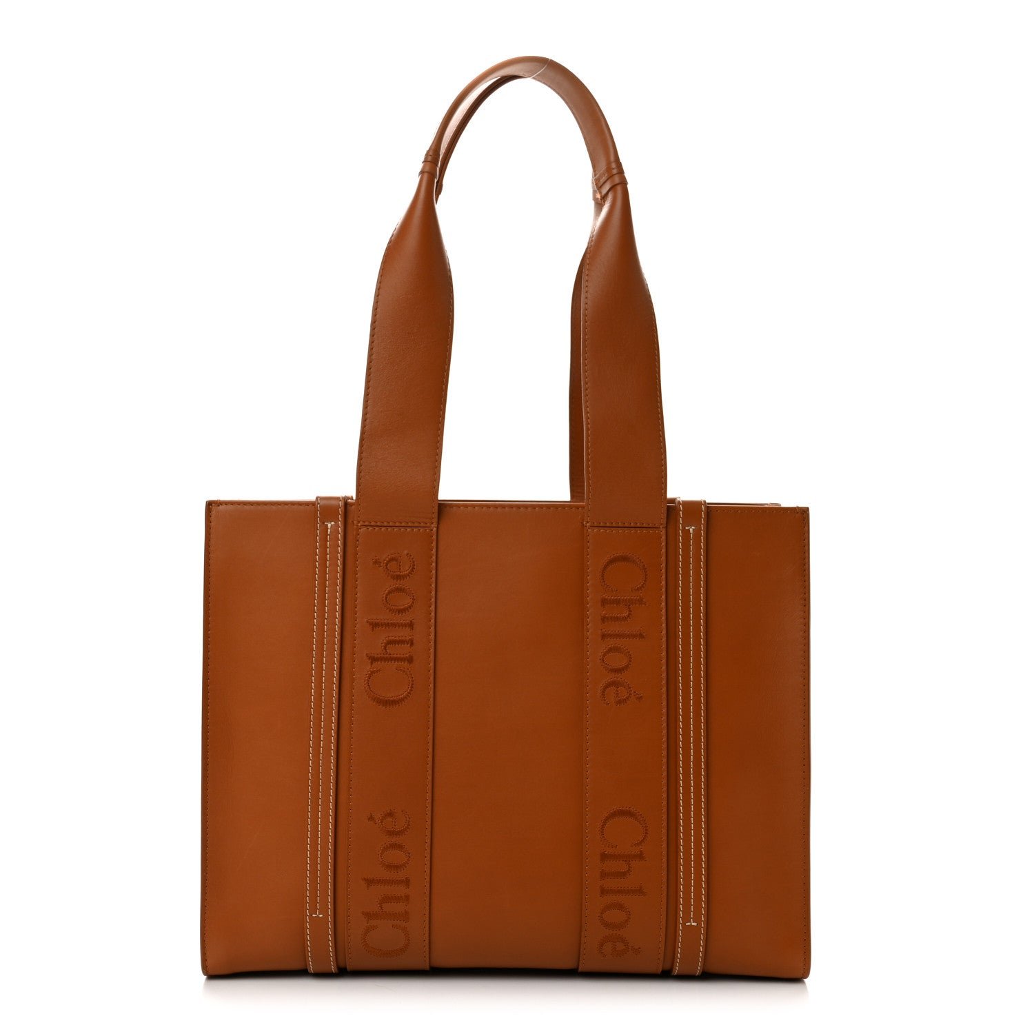 Chloe Calfskin Medium Woody Tote Caramel