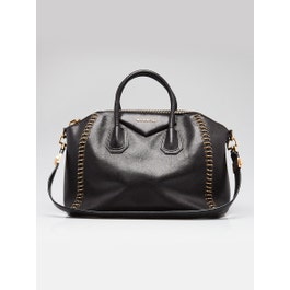 Givenchy Black Sugar Goatskin Leather Medium Pierced Chain Antigona Bag