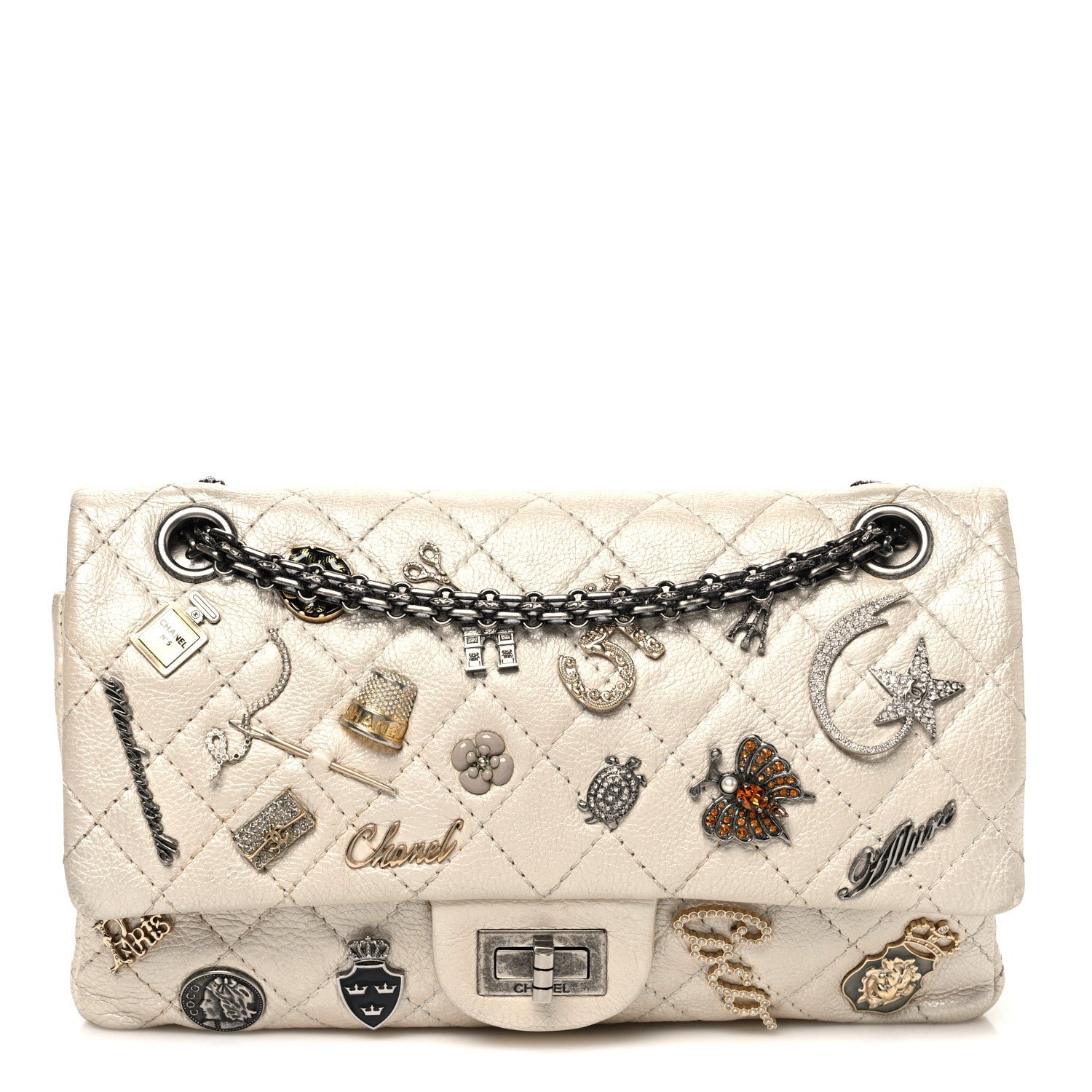 Chanel Aged Calfskin Lucky Charms 2.55 Reissue 225 Flap Ivory