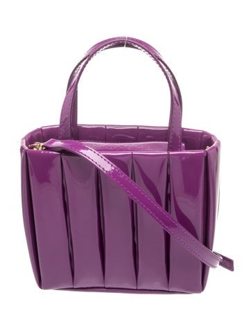 Themoire Patent Leather Top Handle Bag