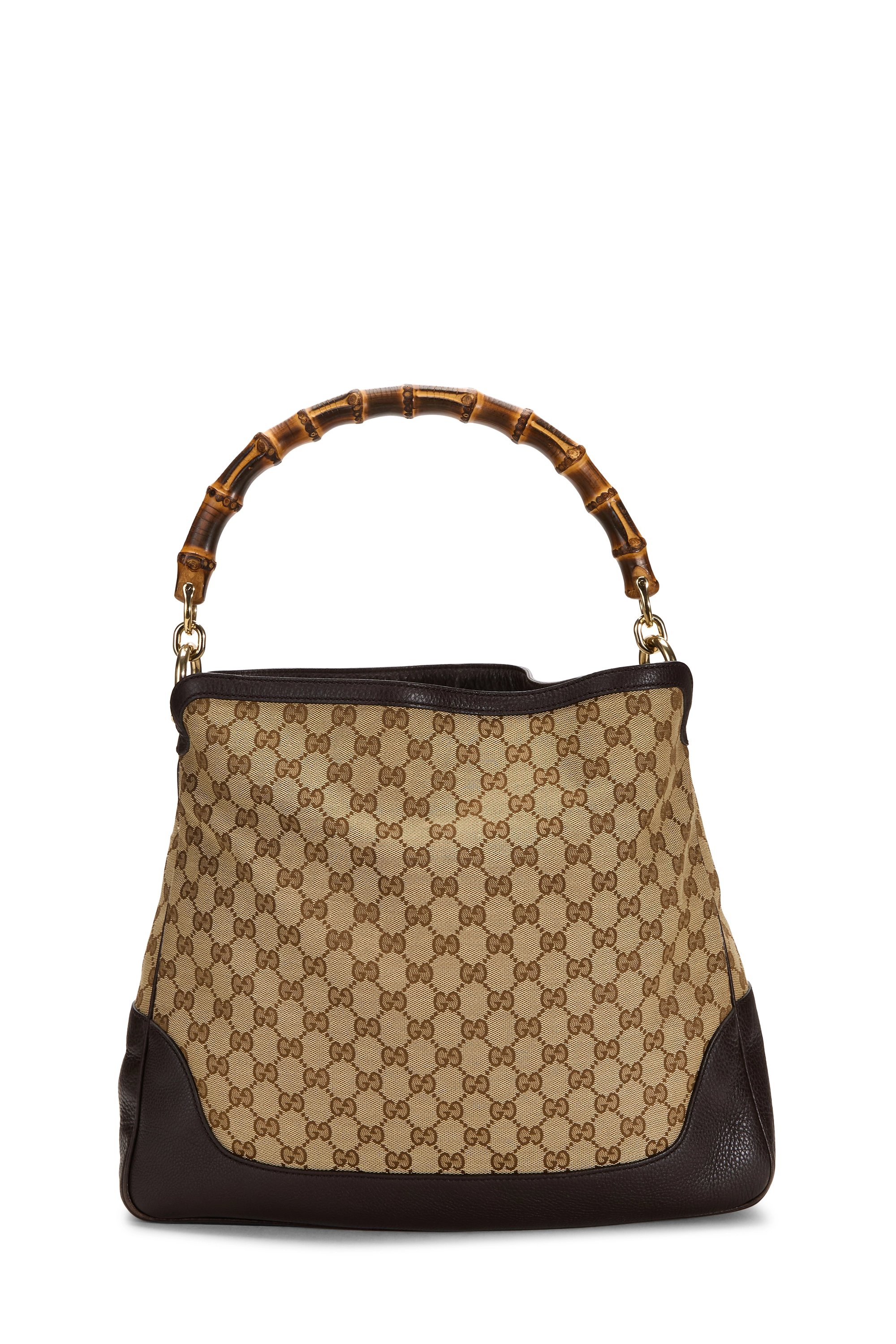 Brown Original GG Canvas Diana Bamboo Hobo Large