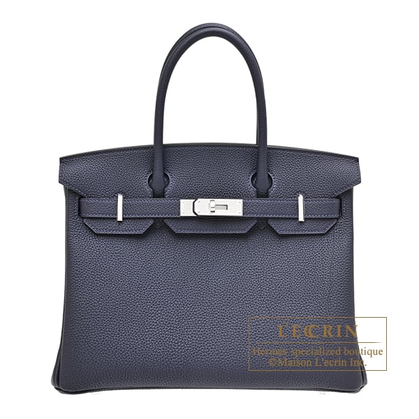 Hermes Birkin bag 30 Blue nuit Togo leather Silver hardware