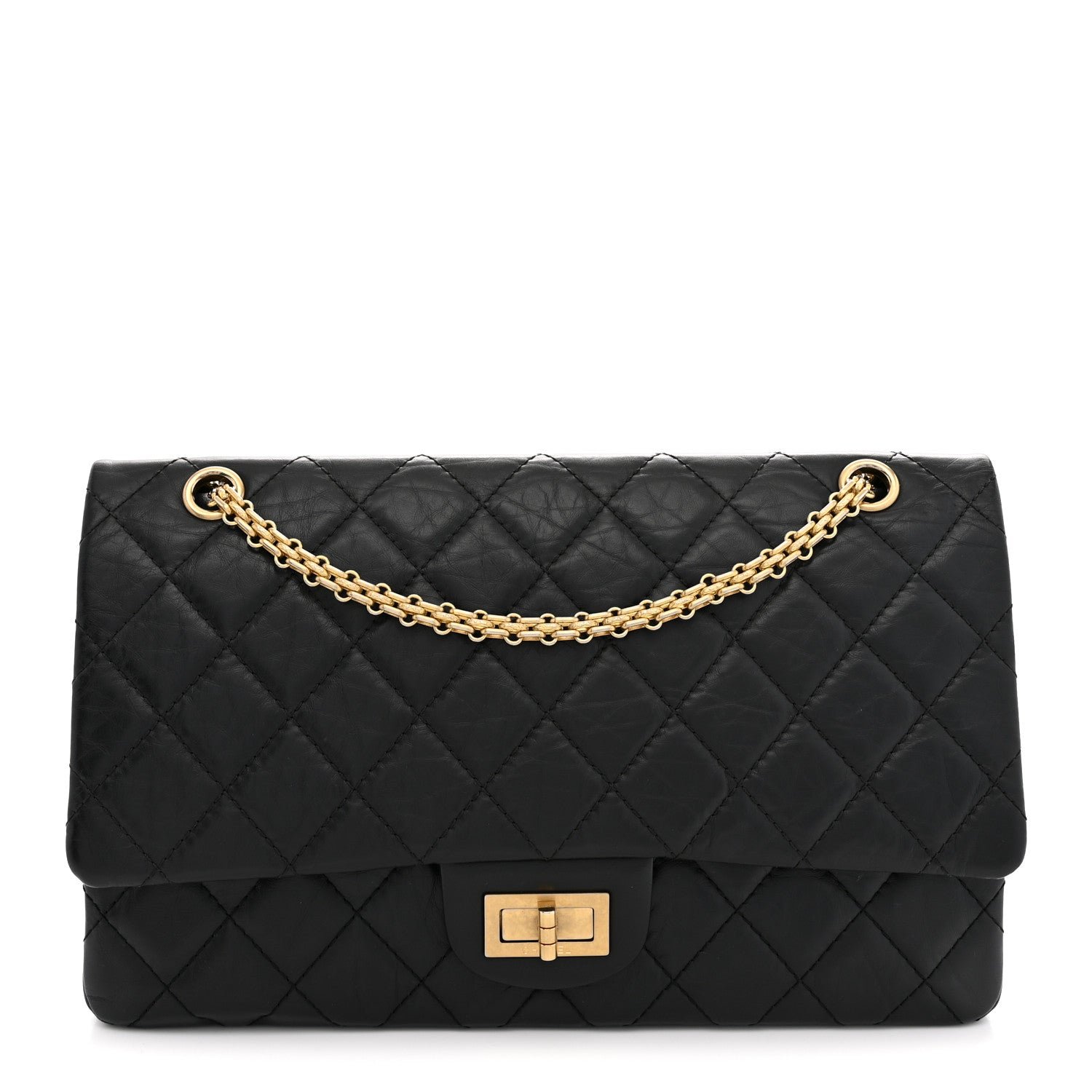 Chanel Aged Calfskin Quilted 2.55 Reissue 227 Flap Black