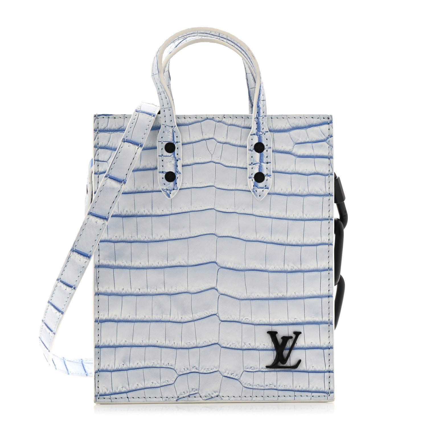 Louis Vuitton Crocodile Niloticus Sac Plat XS Mat Meringue White Blue