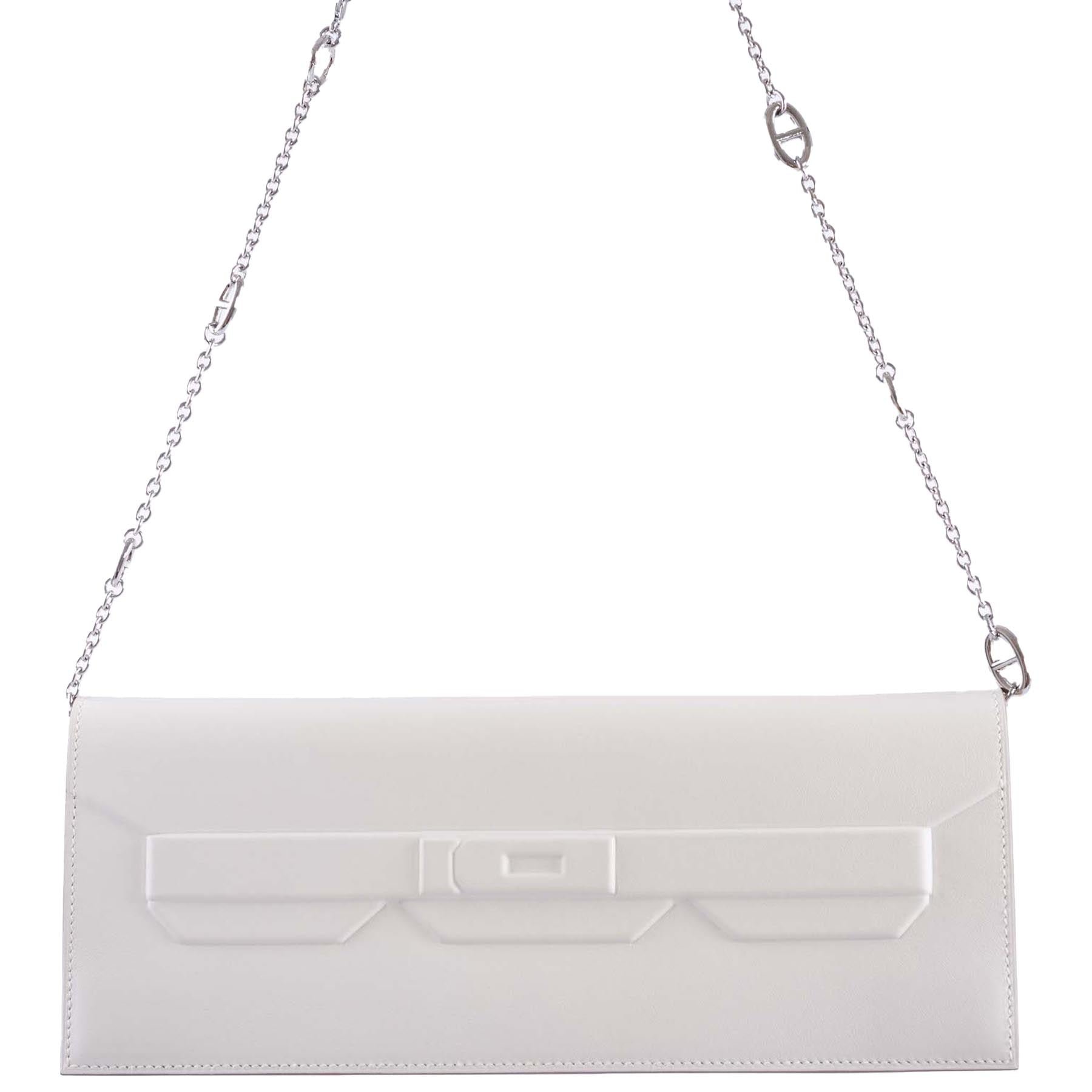 Hermes Hermès Birkin Shadow Clutch Swift Gris Pale
