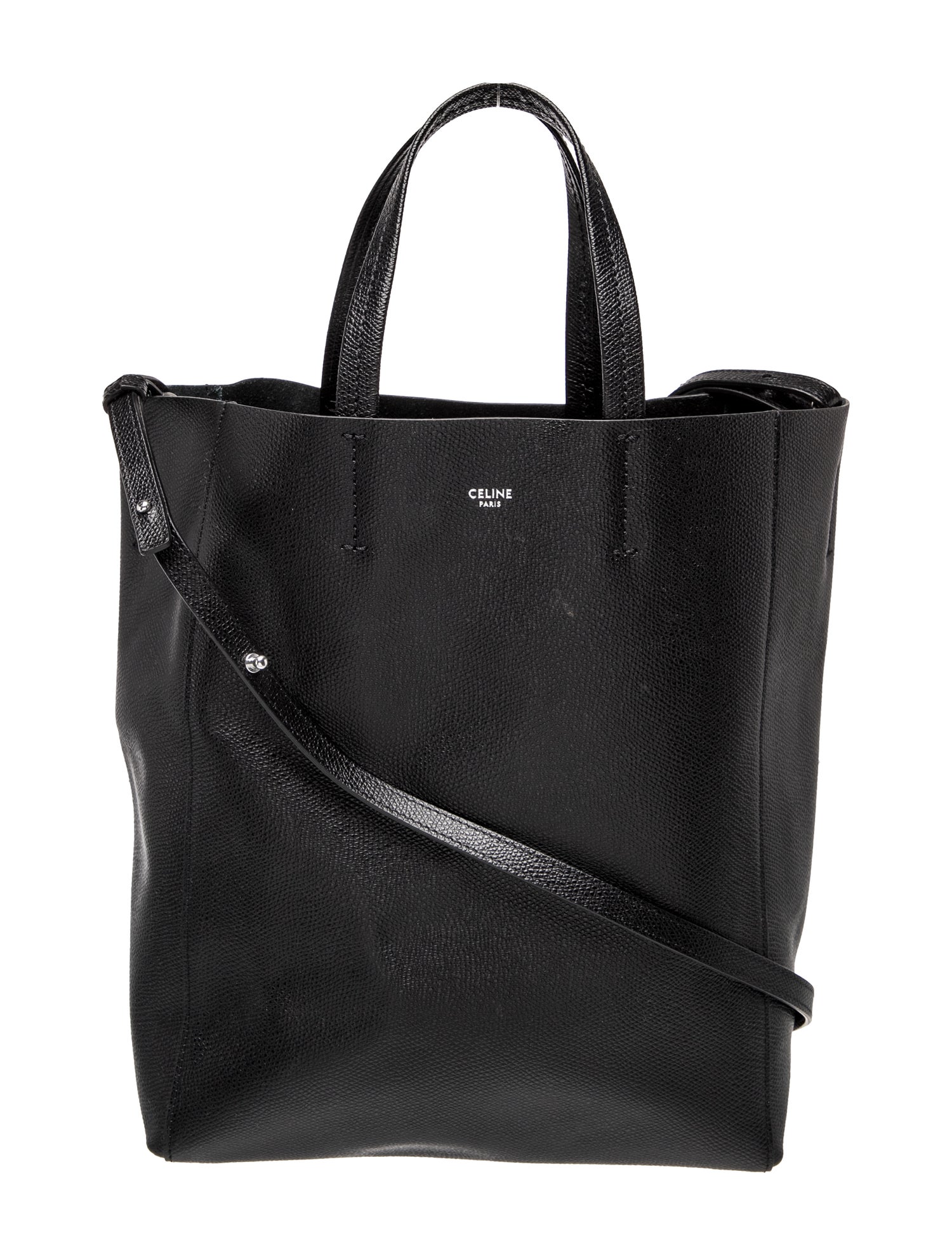 Leather Vertical Cabas Tote Bag Small