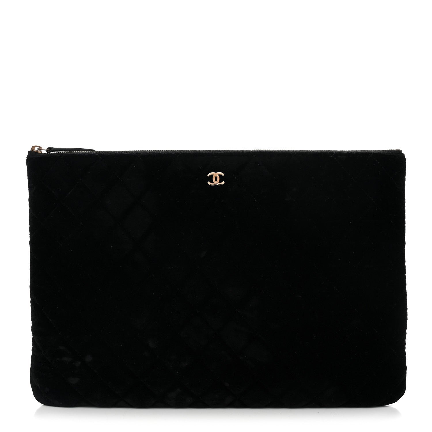 Chanel Velvet Quilted Large Chanel Cosmetic Case Black