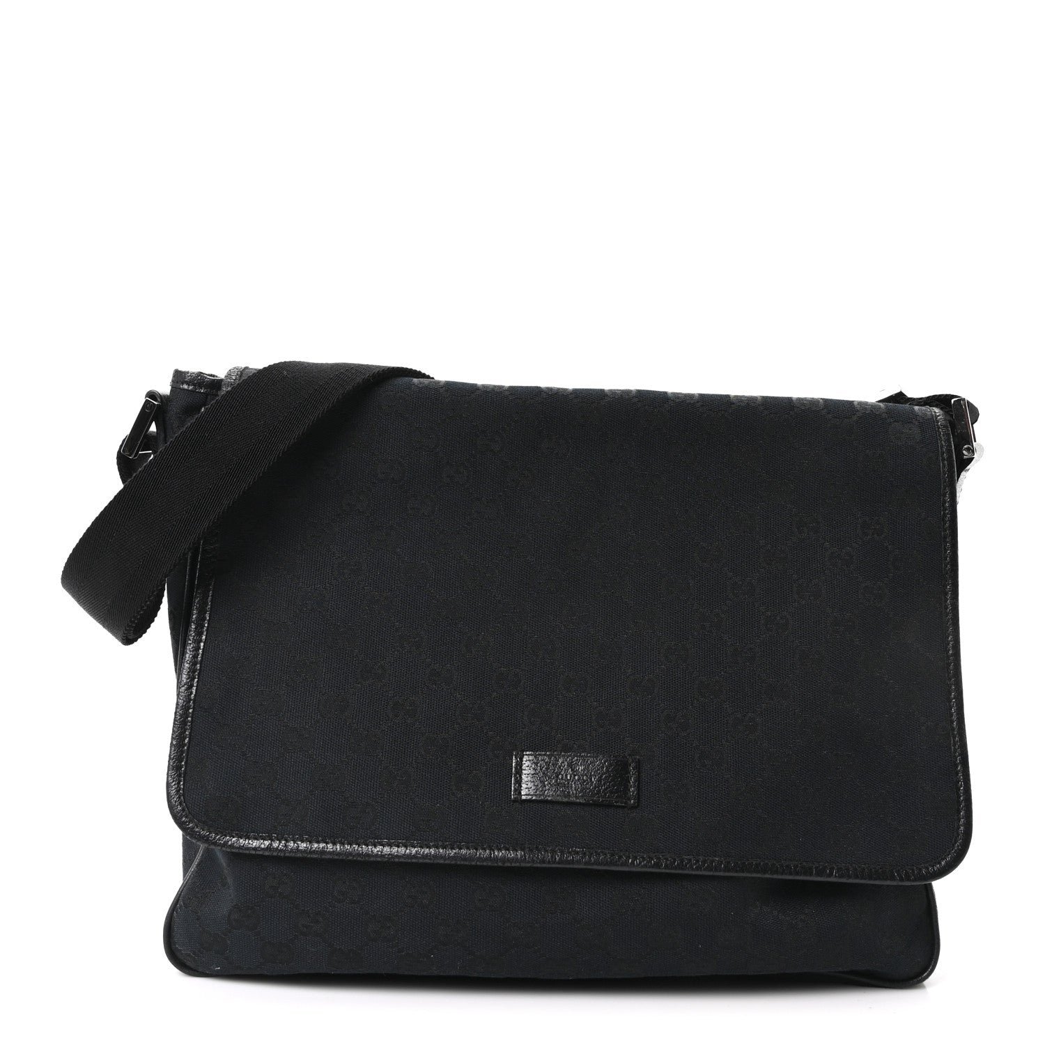 Gucci Monogram Web Medium Flap Messenger Black