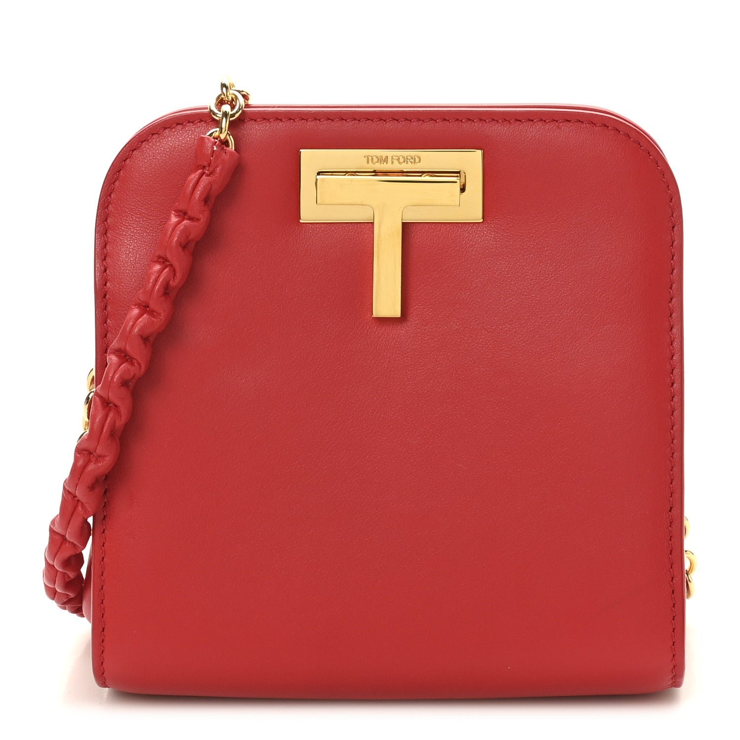 Tom Ford Tom Ford Calfskin Cosmo T Lock Chain Bag Red