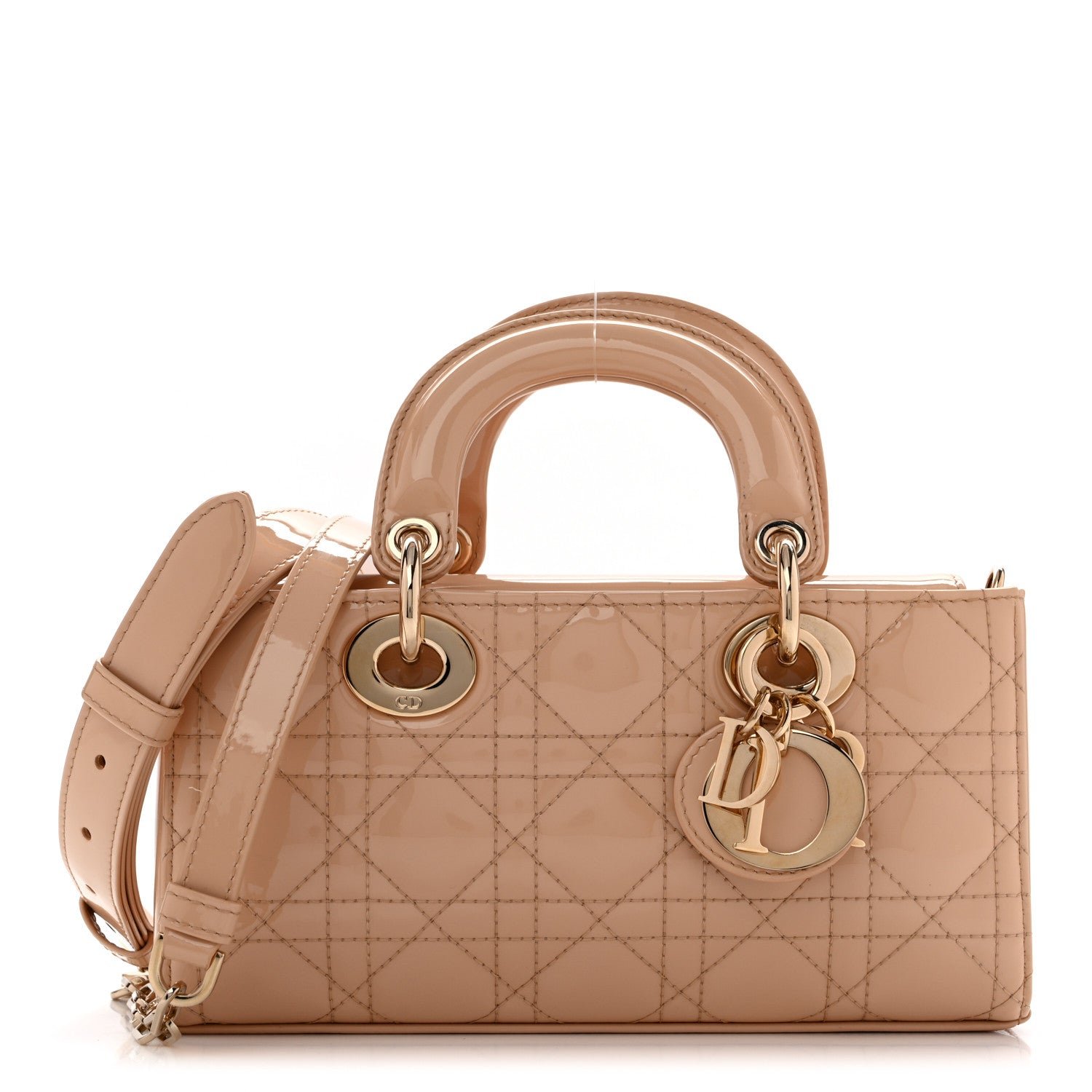 Christian Dior Patent Cannage Small Lady D-Joy Beige