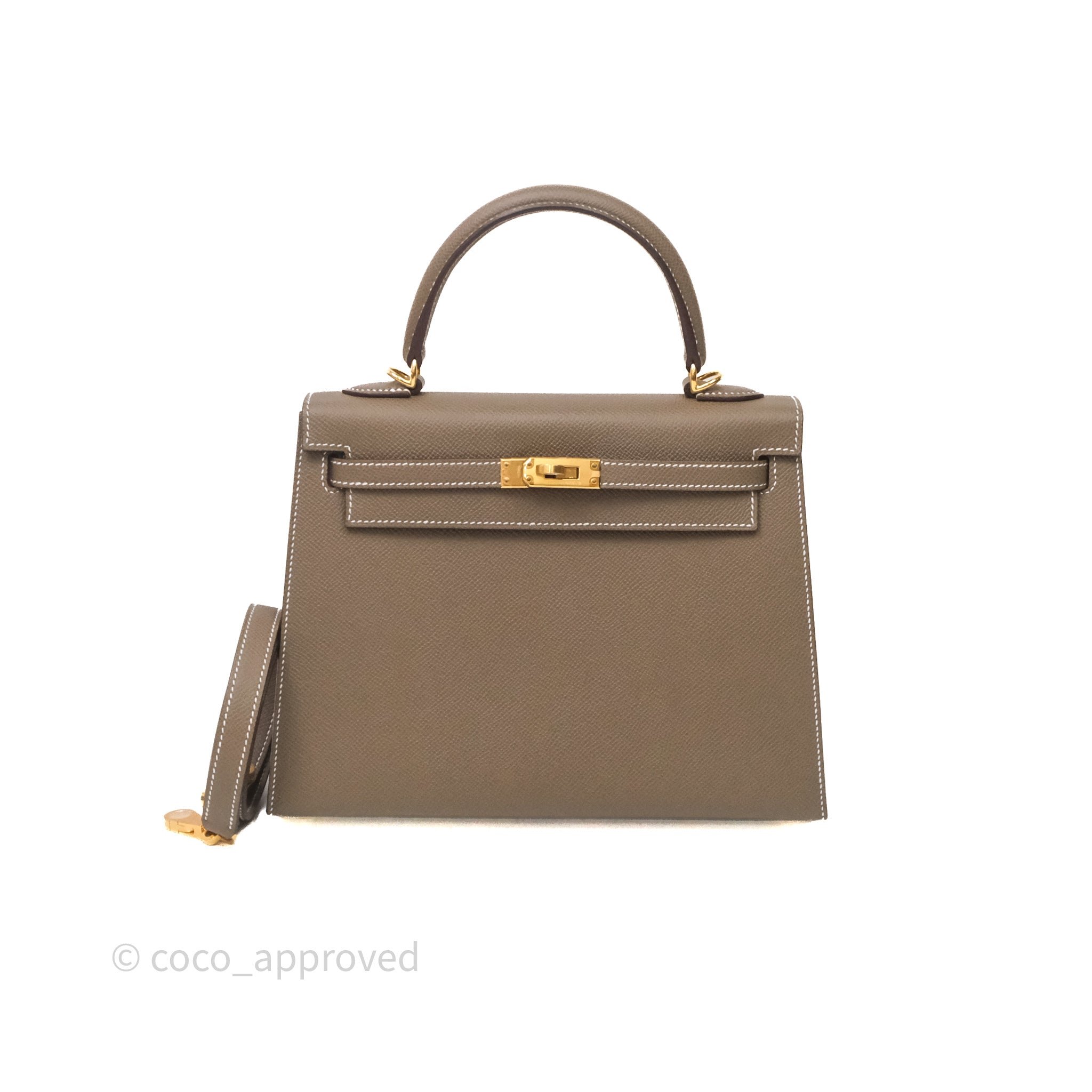 Hermès Kelly 25 Etoupe 18 Epsom Gold Hardware