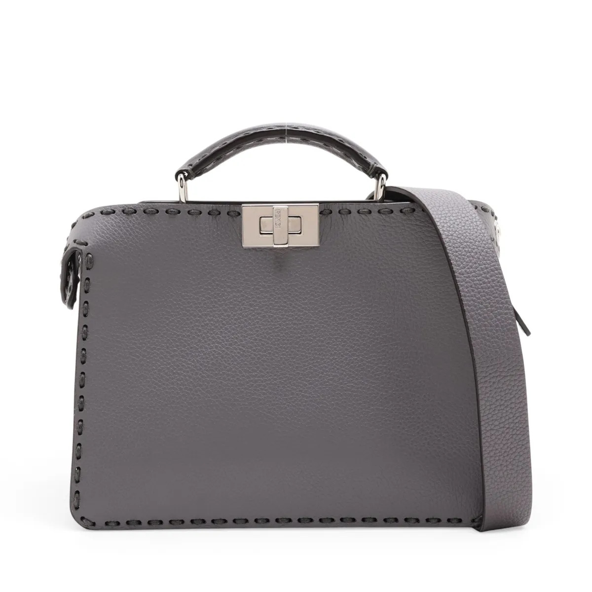 Fendi Selleria Peek-a-boo ICU Co., Ltd. Small 7VA530 Leather 2 Way Handbag Gray