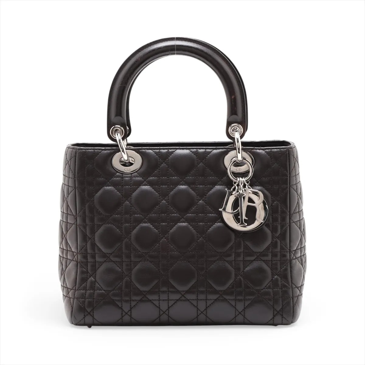 Christian Dior Cannage Lady Dior Leather 2 Way Handbag Brown