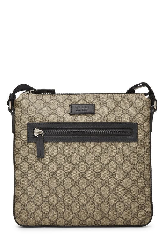 Black GG Supreme Canvas Zip Pocket Flat Messenger