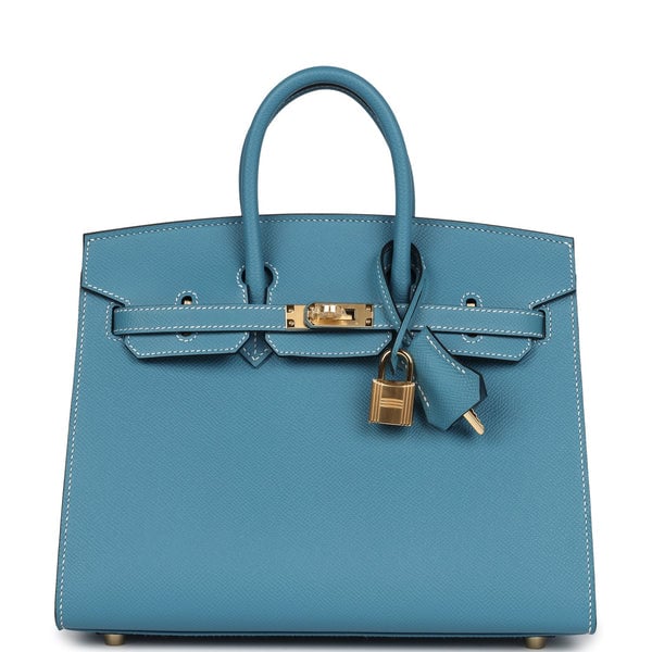 Hermes Hermes Birkin Sellier 25 Blue Jean Epsom Gold Hardware