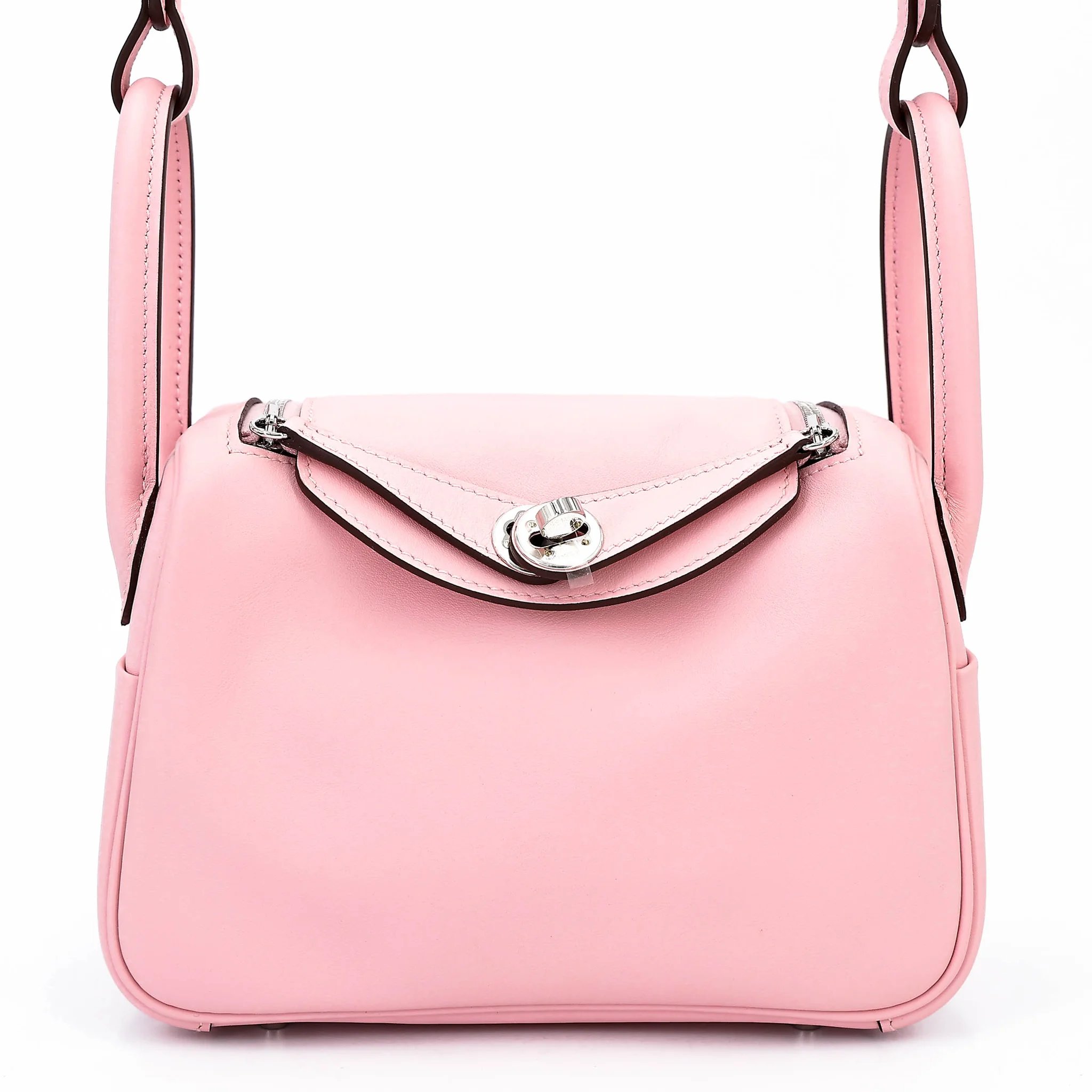 Brand New ( Rank N ) HERMÈS Mini Lindy II Rose Sakura (3Q) Swift Palladium hardware K (2025)