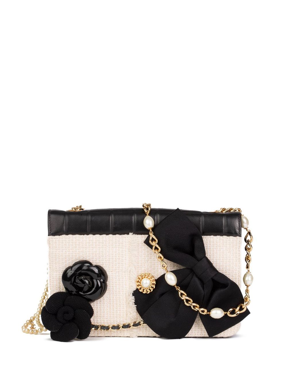 1990s Camellia-appliqué Choco Bar shoulder bag