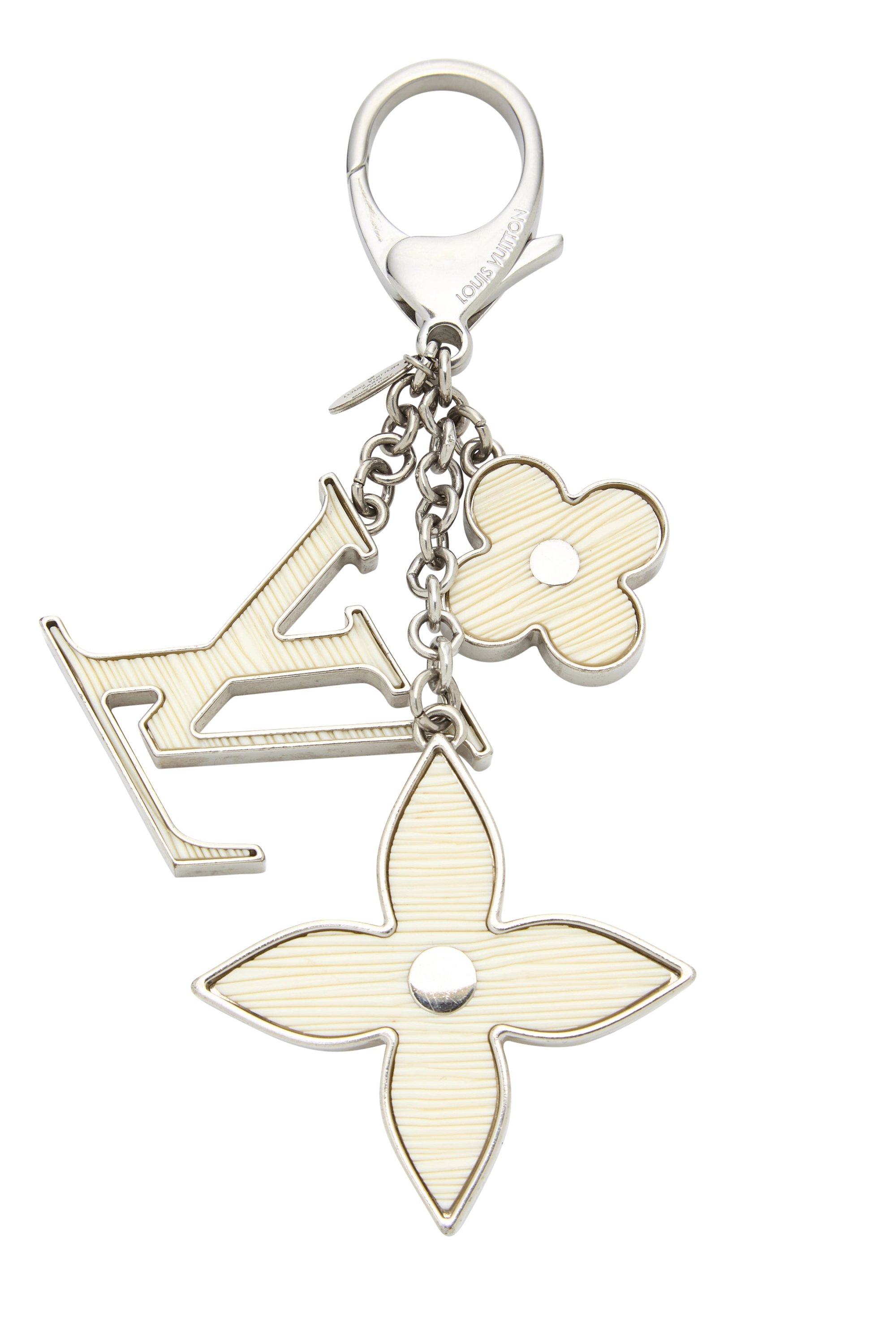 White & Silver Fleur d'Epi Bag Charm